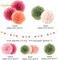 Wedding Party Decorations - 15Pcs Pink, Sage Green, Ivory Tissue Paper Pom Pom for Birthday Pastel Decorations, Engagement Baby/Bridal Shower Anniversary Valentine Dot Paper Backdrop Decor